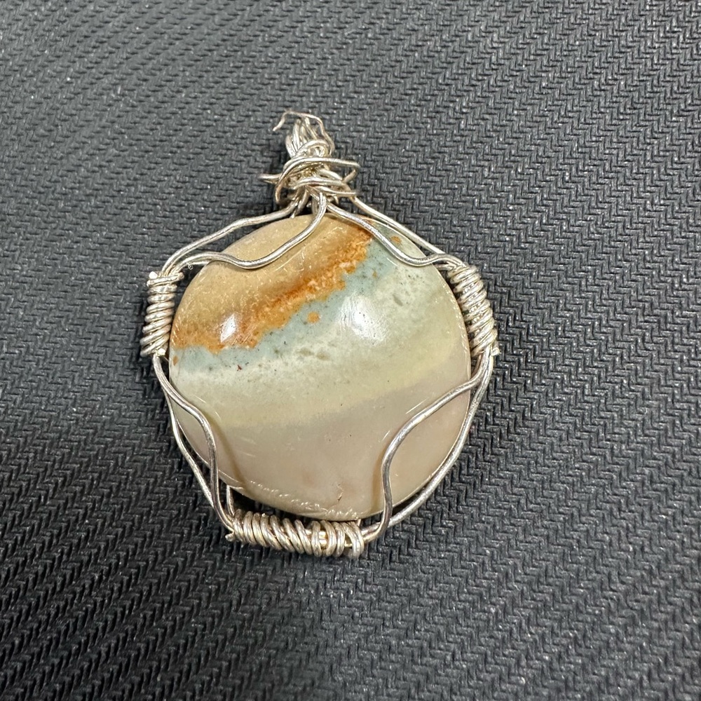 Handcrafted Sterling Silver Wire-Wrapped Banded Agate Pendant